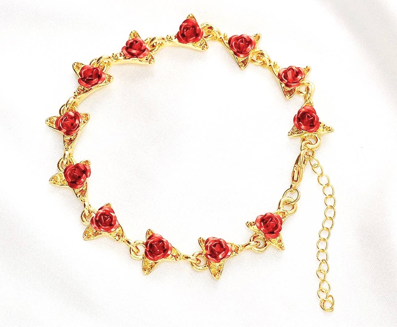 CB P01 Red Rose Rose gold color Steel Chain Bracelet