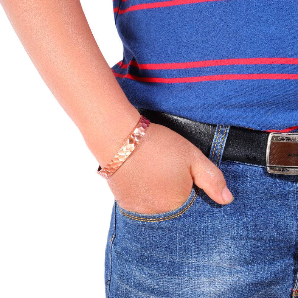 P 26 Copper hammered magnetic adjustable bracelet