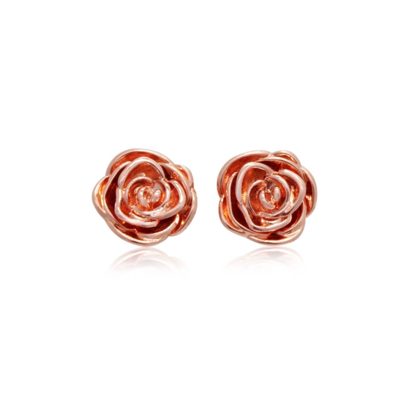 EP 18 Rose bloom flower rose gold silver Stud earrings