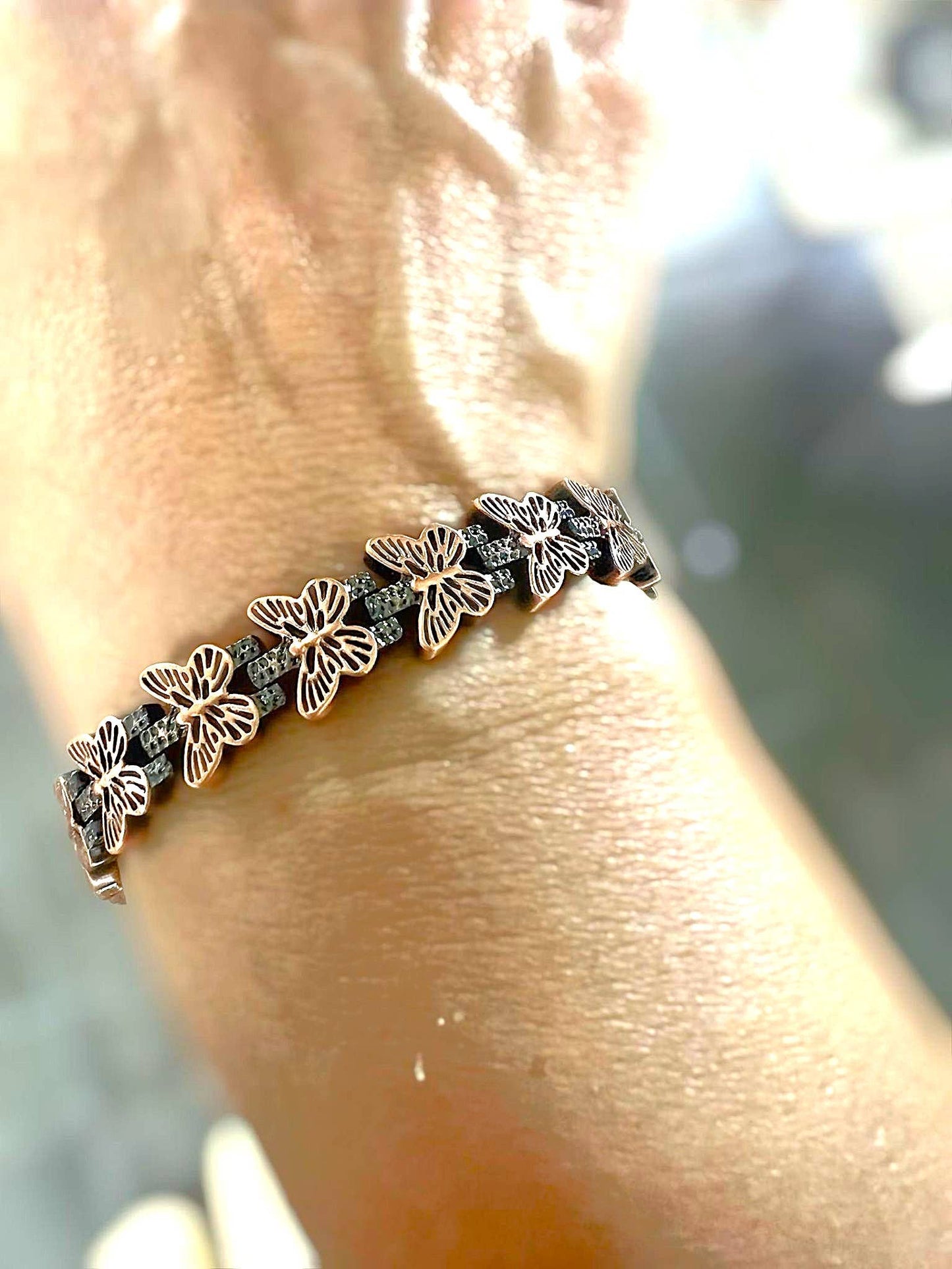 LM 15 Link Copper Butterfly Magnetic Bracelet