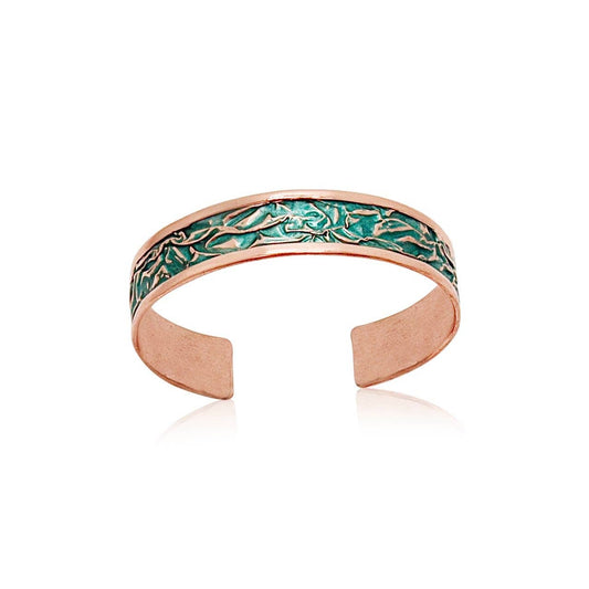 BF 13 Turquoise color irregular hammered Copper Bracelet