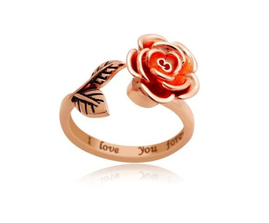 RP 17  Rose gold  rose  design adjustable spinner  Ring