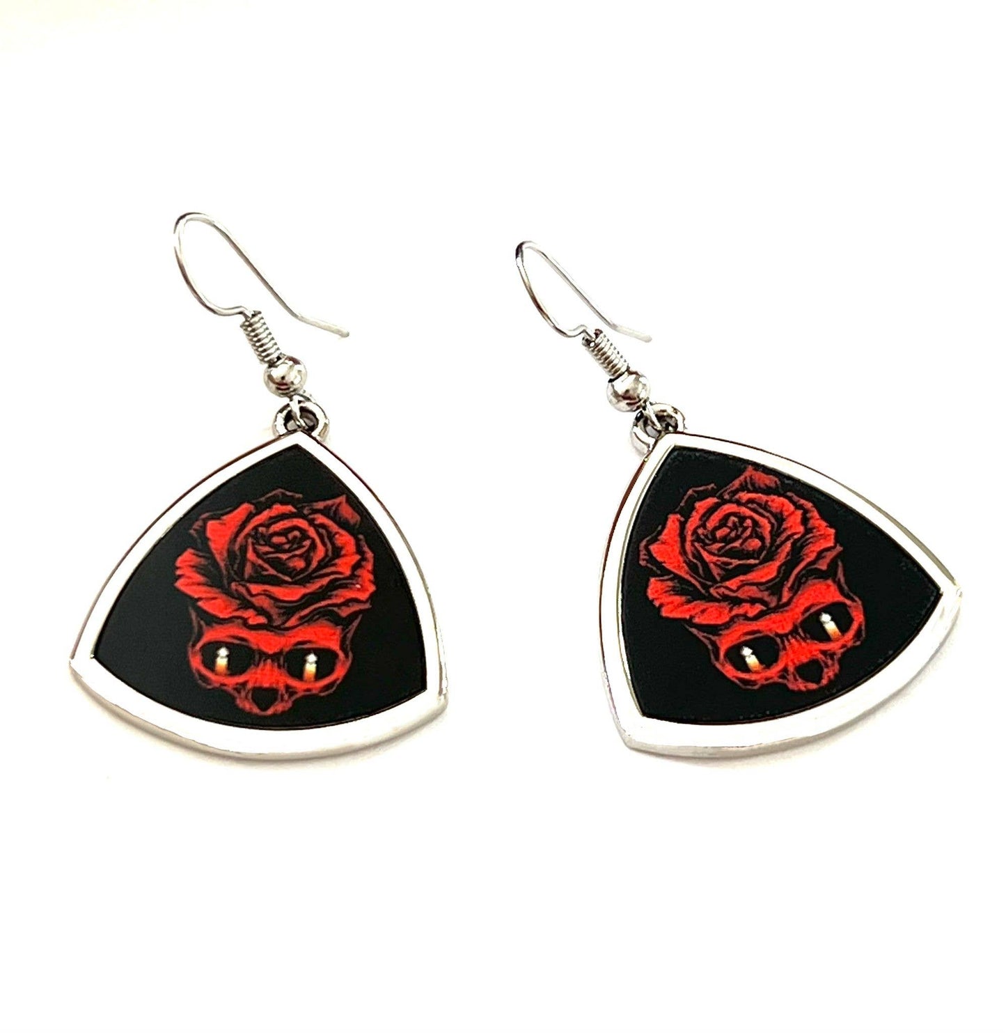 EP 75 Skull Rose and Candle , Day of the Dead Earrings