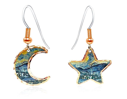 MS VG 02 Van Gogh Starry Night Moon and the Star Earrings