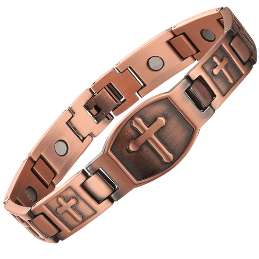 LM 06 Link Copper Cross design Magnetic Bracelet