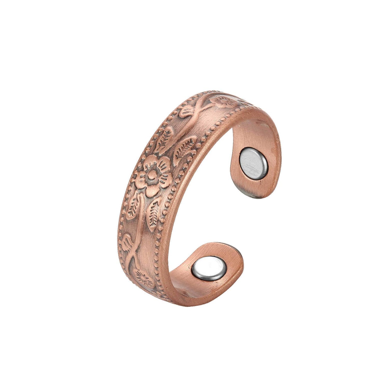 RP 21 Solid copper flower design magnet ring help arthritis