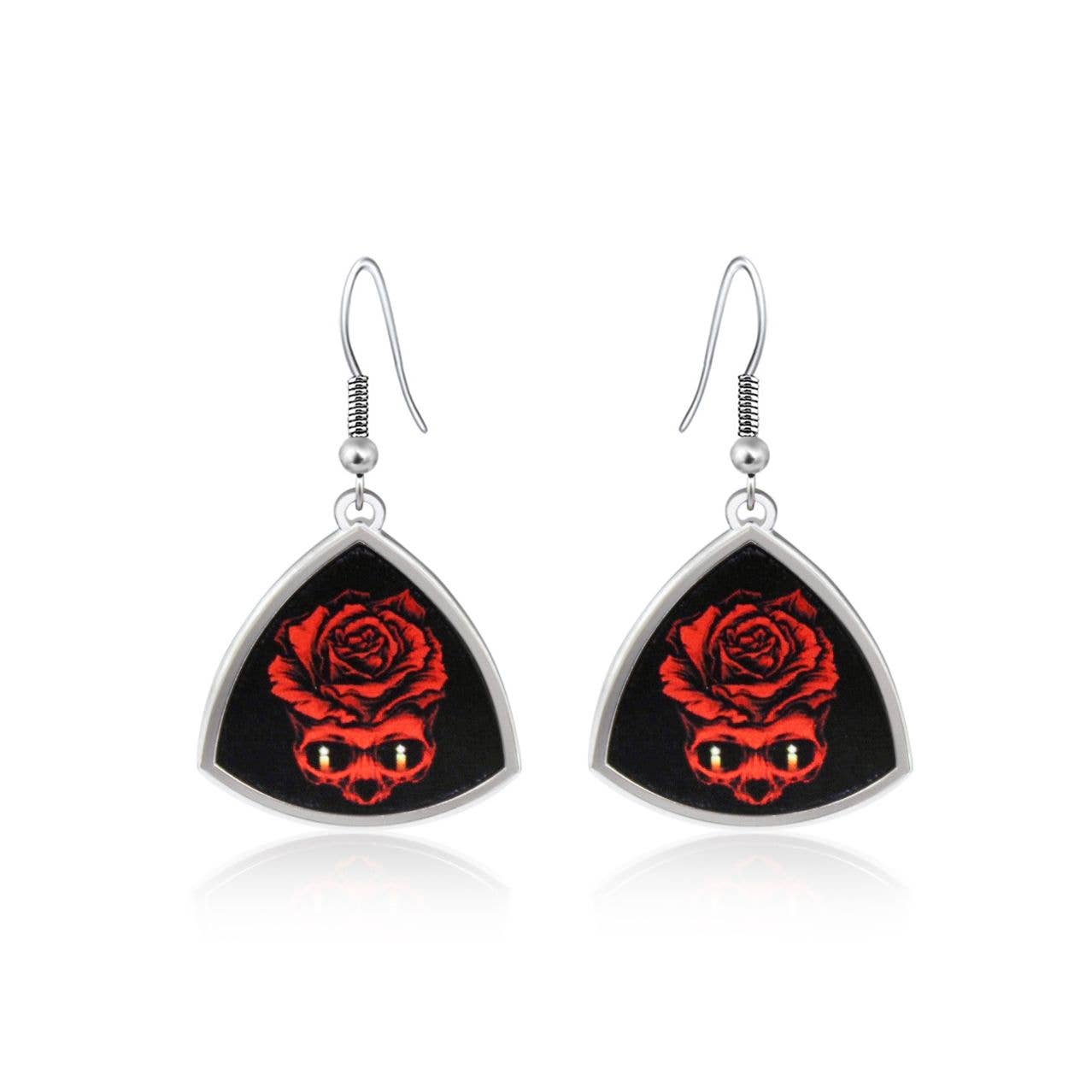 EP 75 Skull Rose and Candle , Day of the Dead Earrings