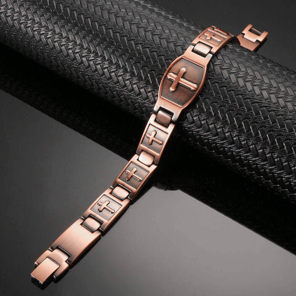 LM 06 Link Copper Cross design Magnetic Bracelet