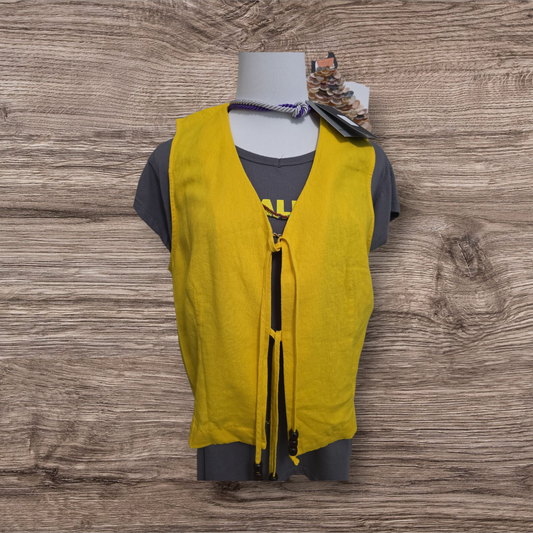 Linen Top with beautiful wooden beads