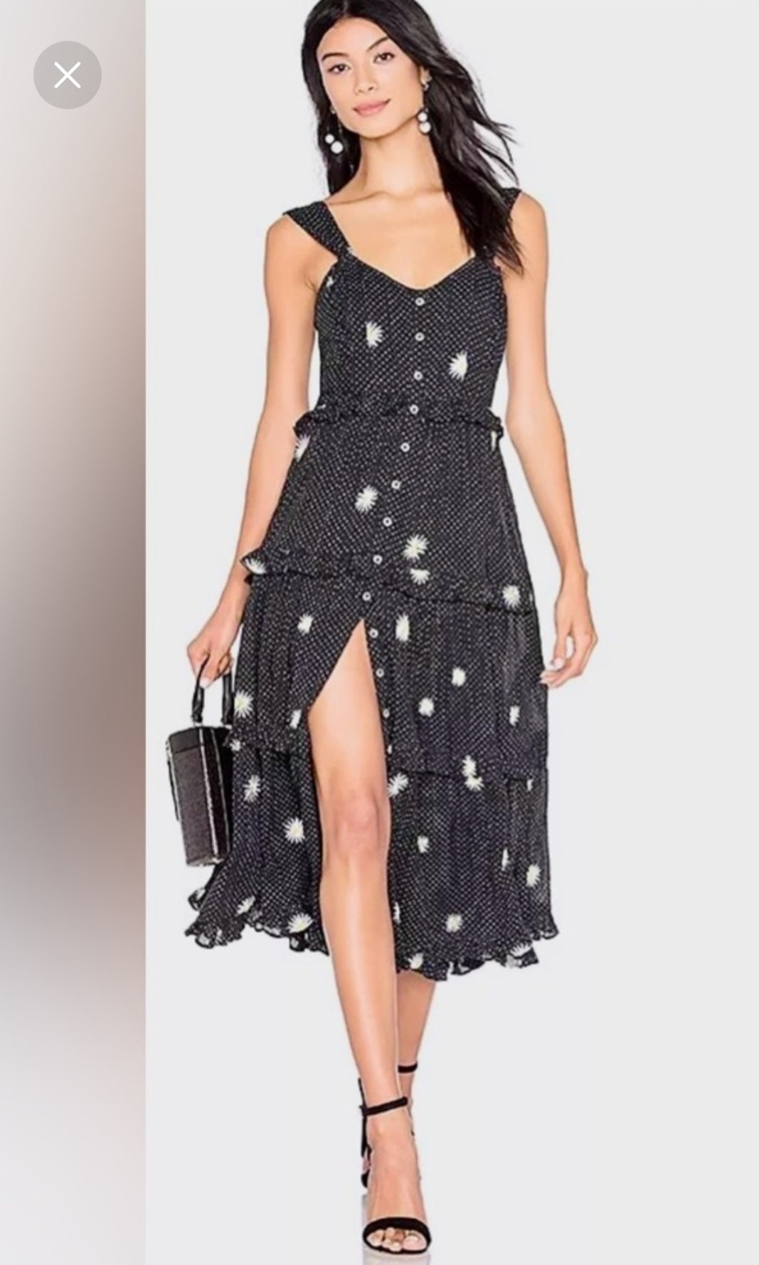 Free People Retro "Daisy Chain" Embroidered Midi Dress