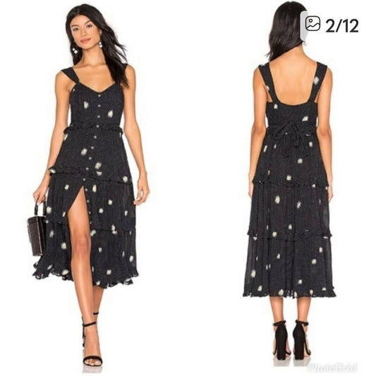 Free People Retro "Daisy Chain" Embroidered Midi Dress