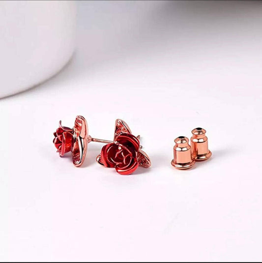 EP 30 Red Rose   Rose gold  stud   Earrings
