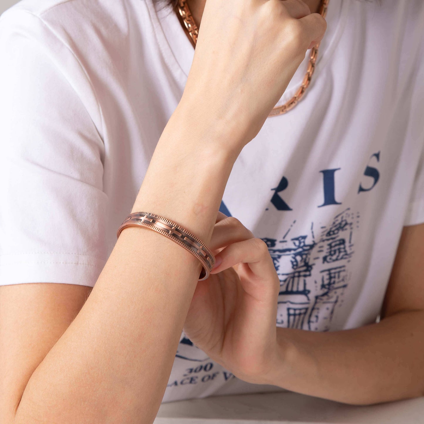 P 35 plain copper bracelet Cross design with magnets