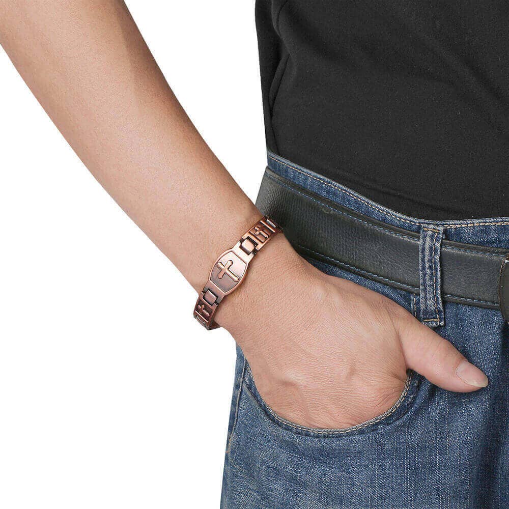 LM 06 Link Copper Cross design Magnetic Bracelet