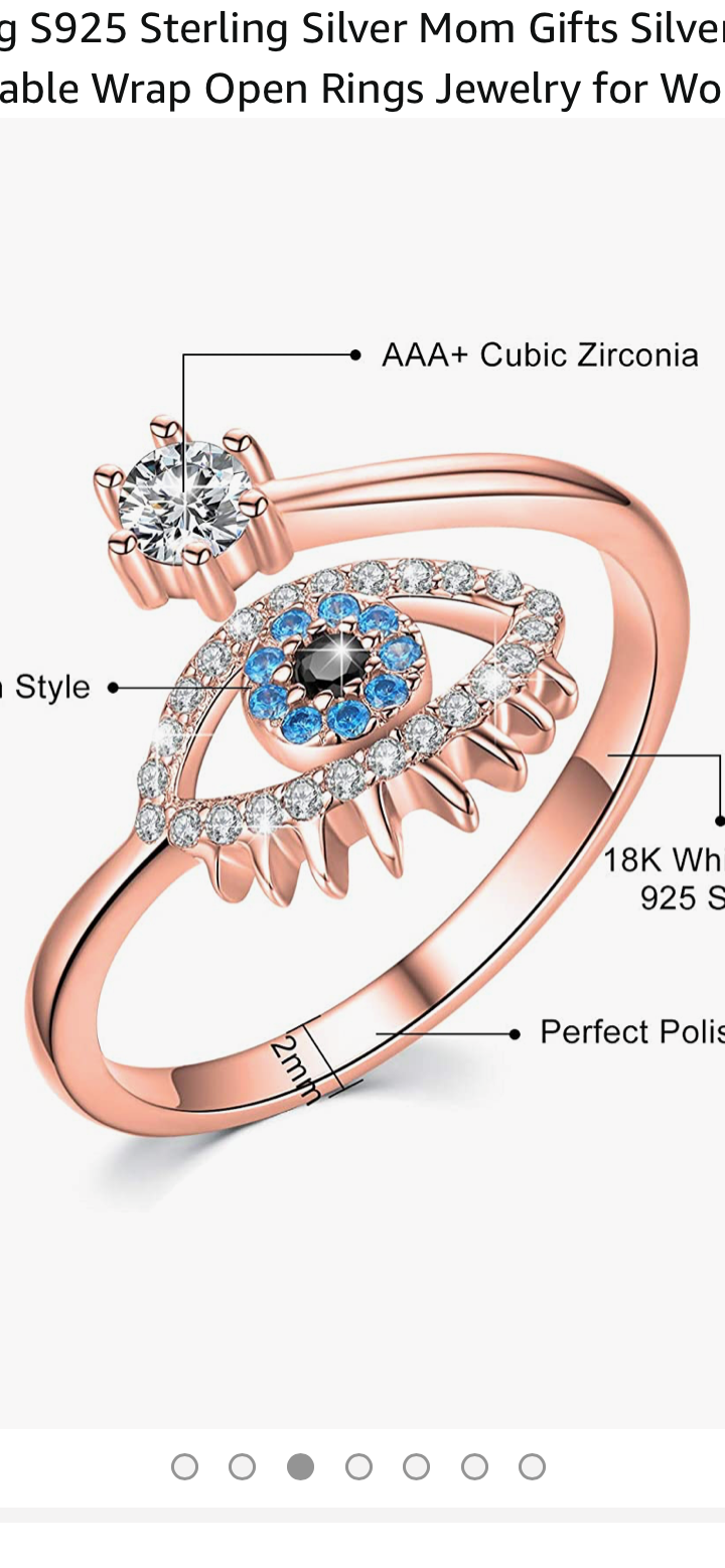 RP 07 rose gold evil eye   Adjustable Ring stainless steel