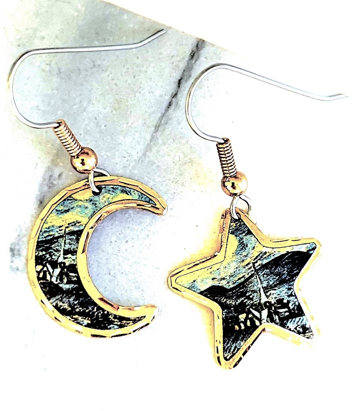 MS VG 02 Van Gogh Starry Night Moon and the Star Earrings