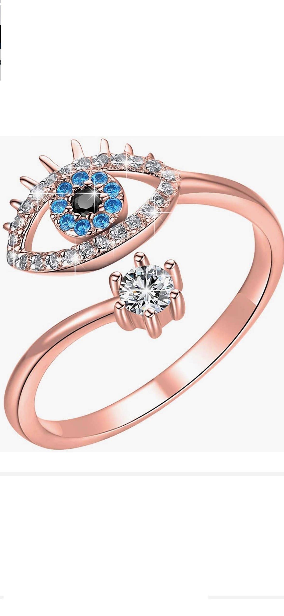 RP 07 rose gold evil eye   Adjustable Ring stainless steel